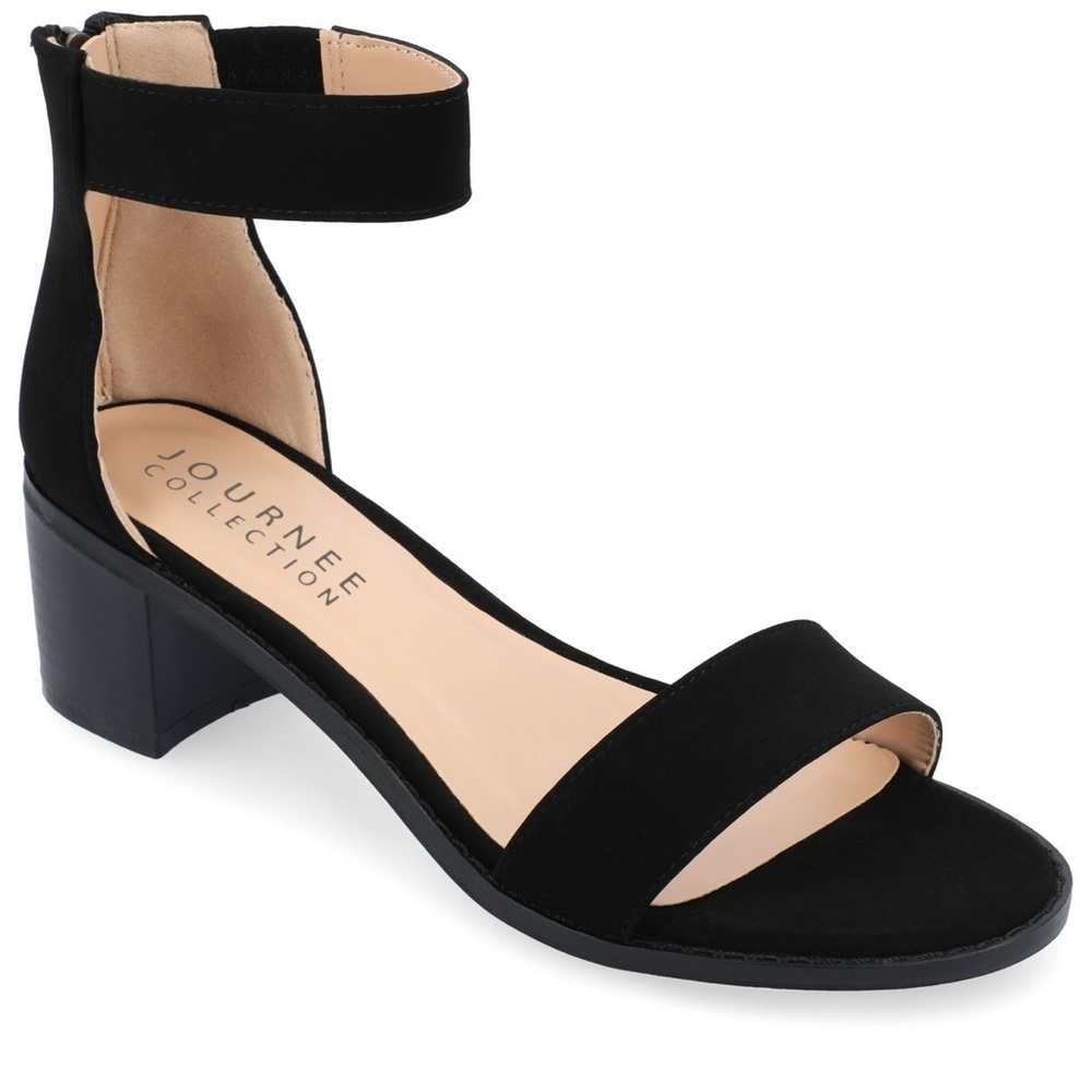 Journee Collection Womens Percy Low Stacked Heel Back Heel Zip Sandals Size 7